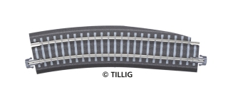 Tillig 83776 - Bettungsgleis grau BG3-BR12kli: Gebogenes Pass-Stück, links, R 353 mm/15° (TT, H0m)